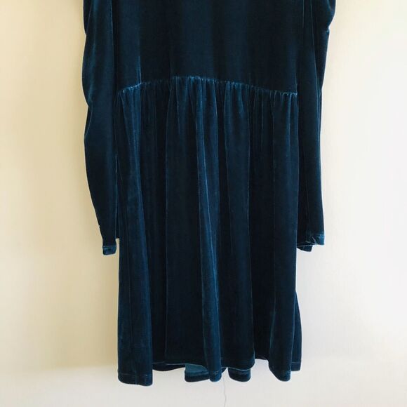 ZARA Green Velvet Puff Shoulder Dress - S - Picture 4 of 7